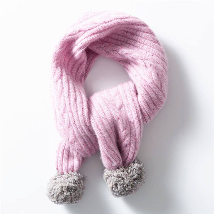 Kids Cashmere Knit Pom Pom Scarf