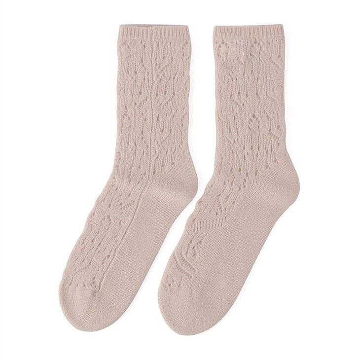 Lady Cable Knit Hollow Out Cashmere Socks