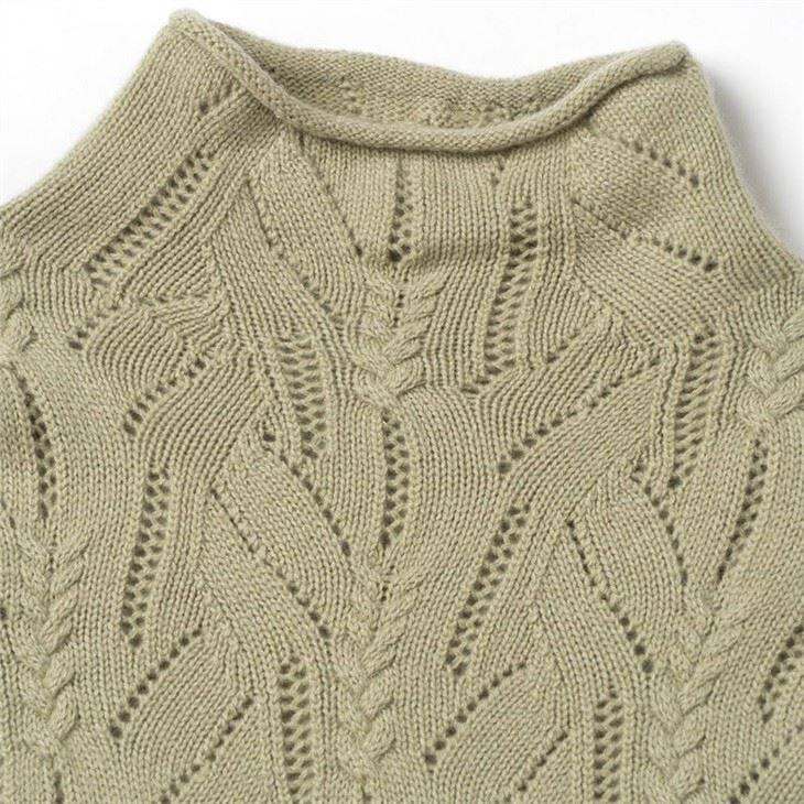 Lady Cable Knitted Hollow Out Cashmere Sweater