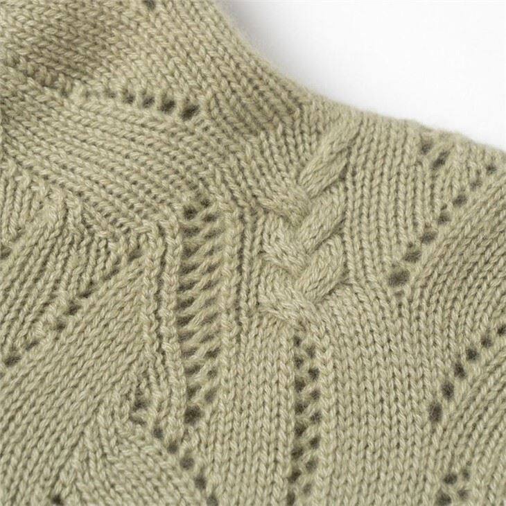 Lady Cable Knitted Hollow Out Cashmere Sweater