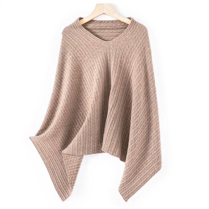 Lady Cashmere Cable Knit Light Weight Poncho