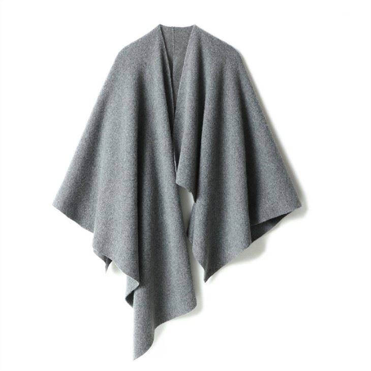 Lady Cashmere Plain Strick Oversize Poncho