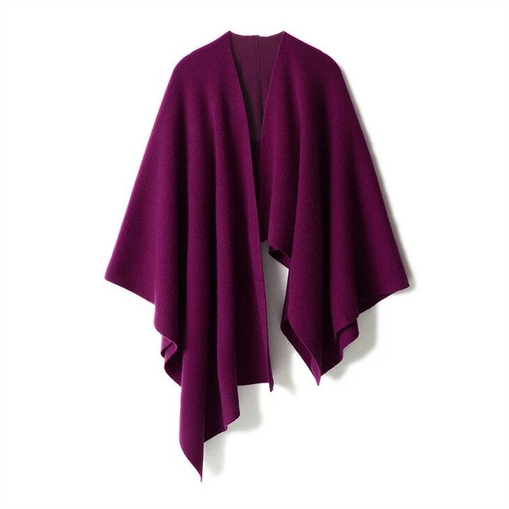 Lady Cashmere Plain Knitted Oversize Poncho
