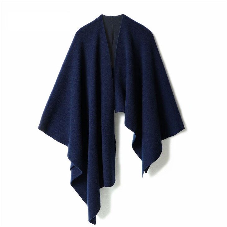 Lady Cashmere Plain Knitted Oversize Poncho