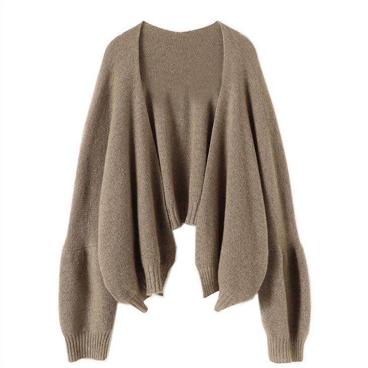 Damski kaszmirowy sweter z bufiastymi rękawami