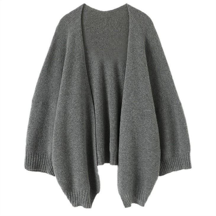 Lady Cashmere Puff Sleeve Cardigan Sweater