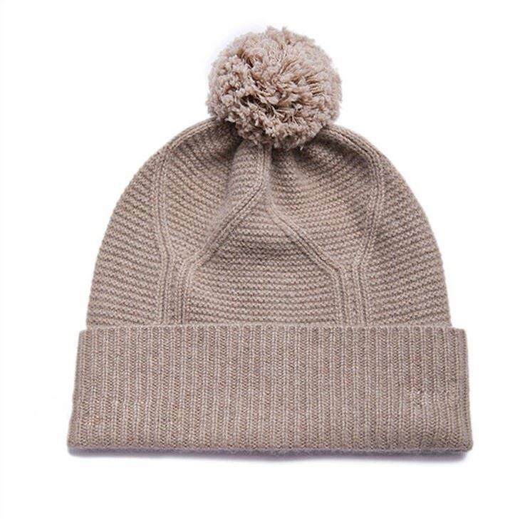 Lady English Rib Knitted Cashmere Beanie