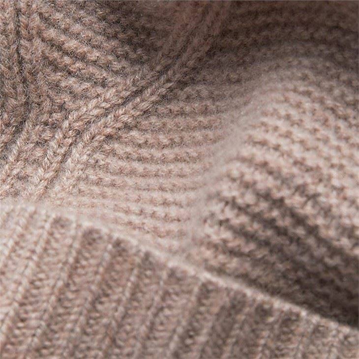 Lady English Rib Knitted Cashmere Beanie