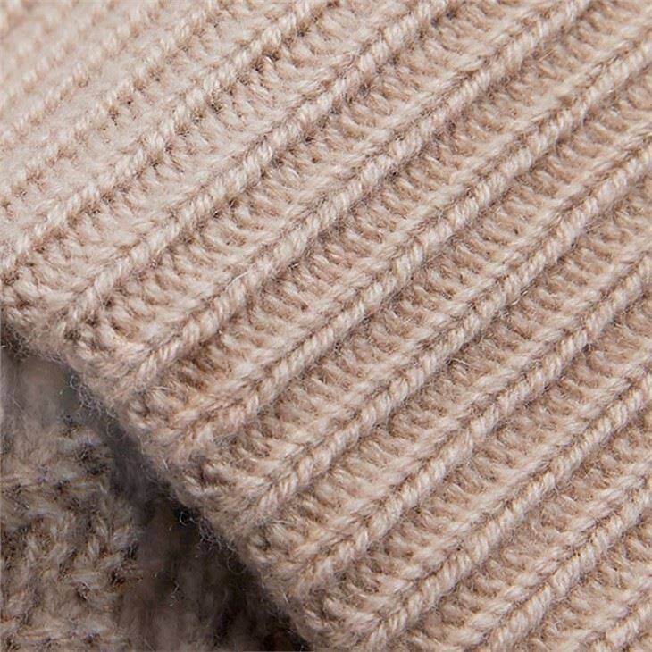 Lady English Rib Knitted Cashmere Beanie