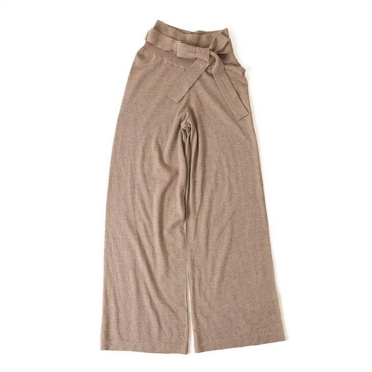 Lady High Waist Wide Leg Cashmere Pants