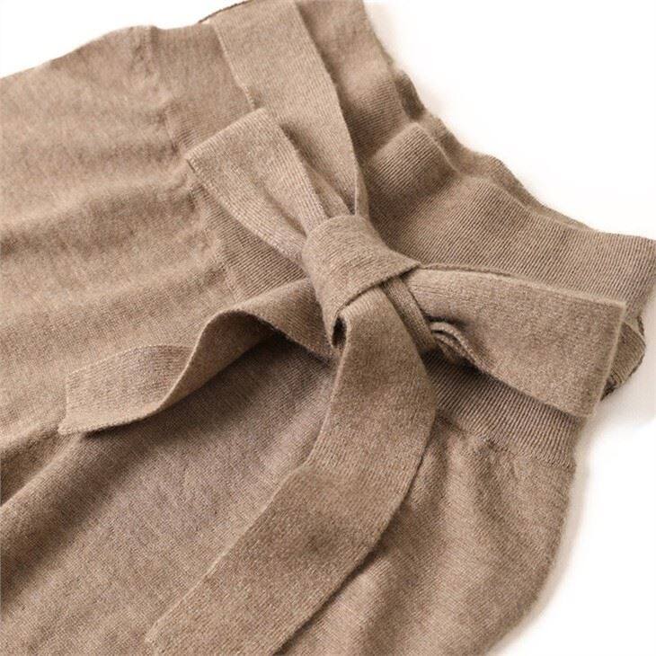 Lady High Waist Wide Leg Cashmere Pants