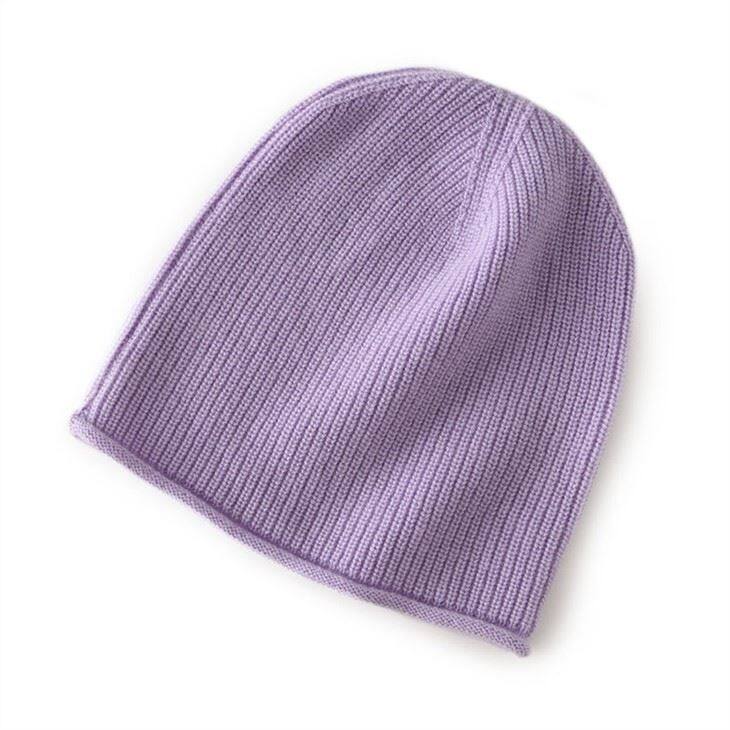Lady Rib Knitted Cashmere pou Plezi Beanie