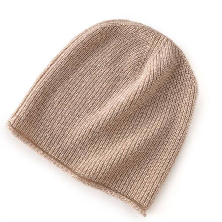 Lady Rib Knitted Cashmere Casual Beanie