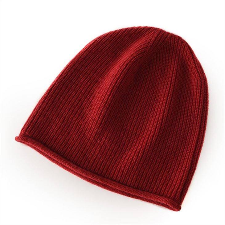 Lady Rib Knitted Cashmere Casual Beanie
