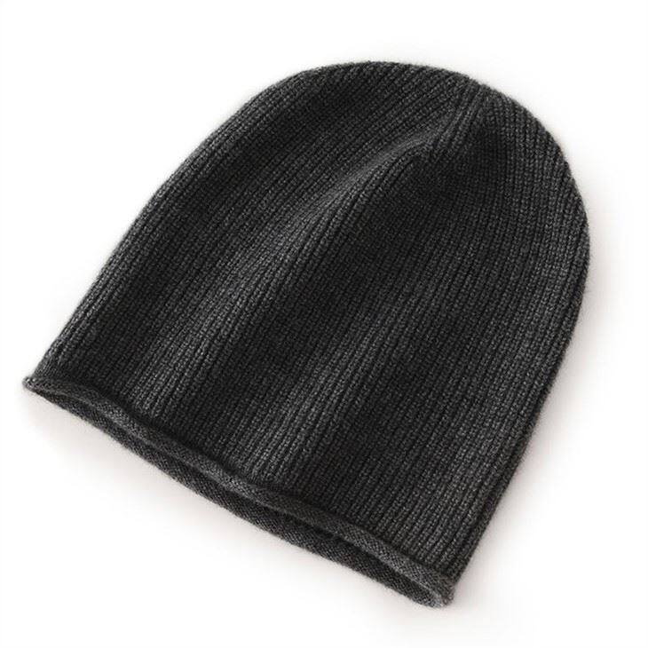 Lady Rib Knitted Cashmere Casual Beanie
