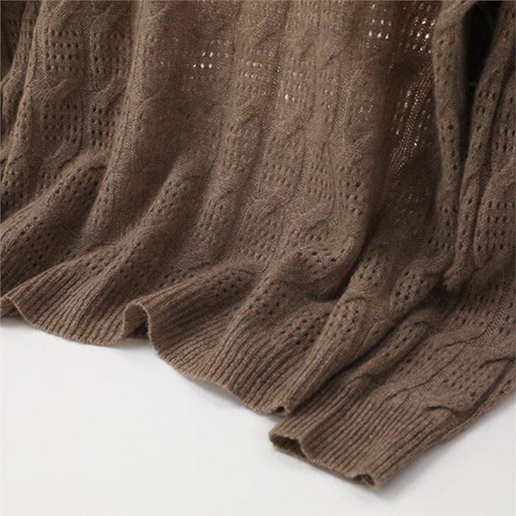 Lady Round Neck Hollow-out Cashmere Sweater