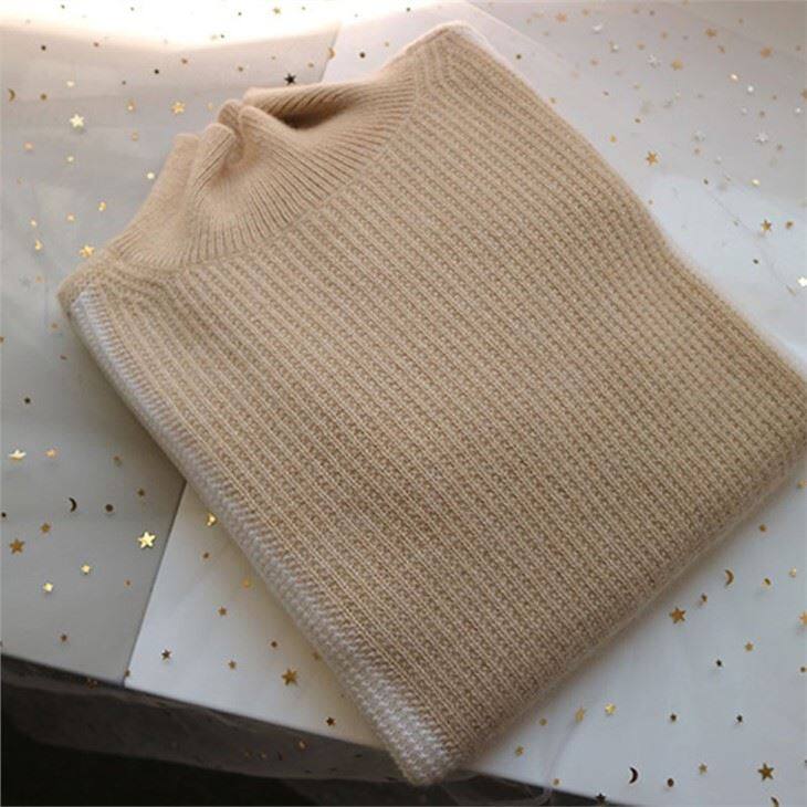 Lady's Half Collar Matching Color Cashmere Sweater