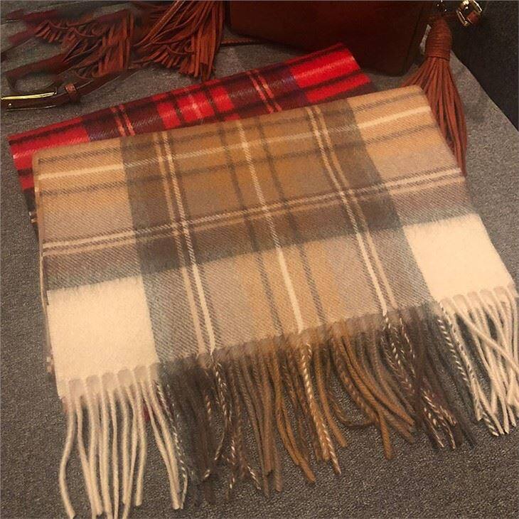 Leisure Style Checked Cashmere Scarf