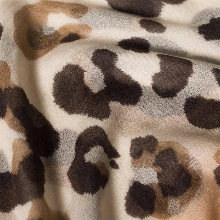 Leopard Print Worsted Cashmere Scarf