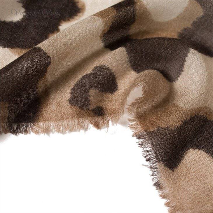 Leopard Print Worsted Cashmere Scarf