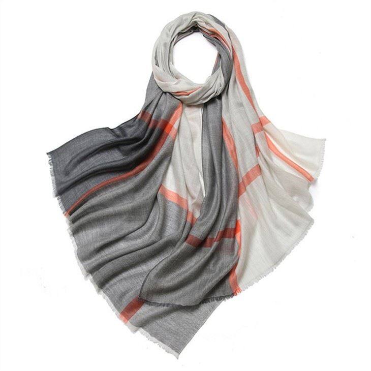 Lightweight Checked Plaid Tartan Worsted Cashmere Scarf