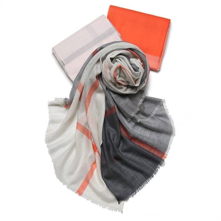 Lightweight Checked Plaid Tartan Worsted Cashmere Scarf