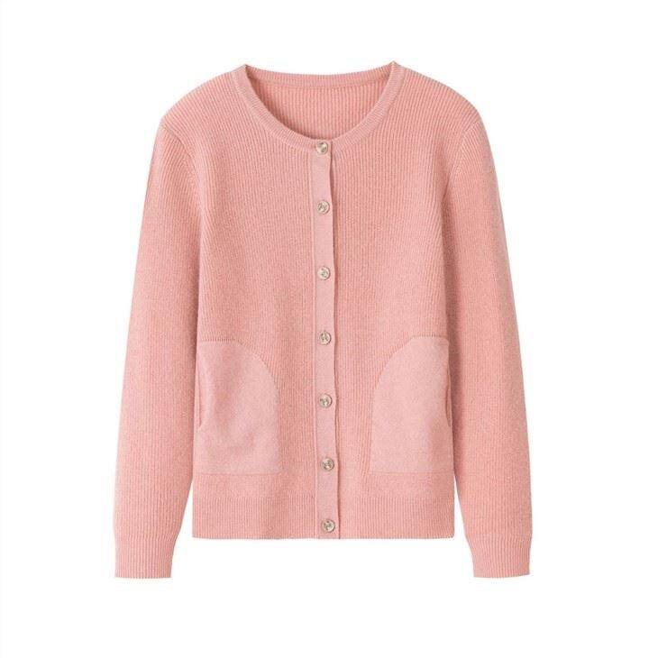 Long Sleeve Round Neck Cardigan Cashmere Sweater