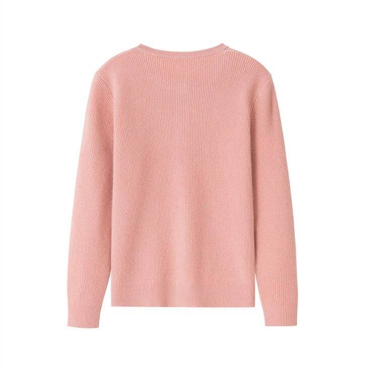 Long Sleeve Round Neck Cardigan Cashmere Sweater