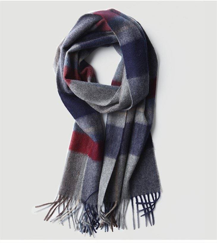 Men Checked Plaid Tartan Cashmere Scarf