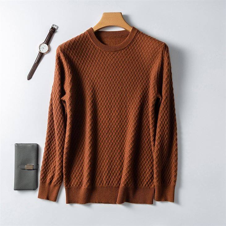 Geansaí cashmere seaicéid criú diamaint na bhfear