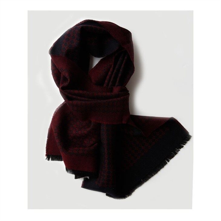 Men Swallow Gird Pattern Double Jacquard Wool Scarf