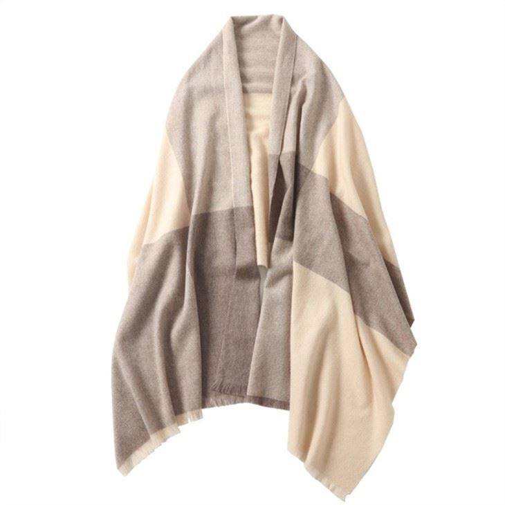 Oversize Checked Plaid Tartan Cashmere Scarf