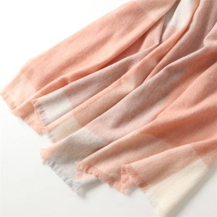 Oversize Checked Plaid Tartan Cashmere Scarf