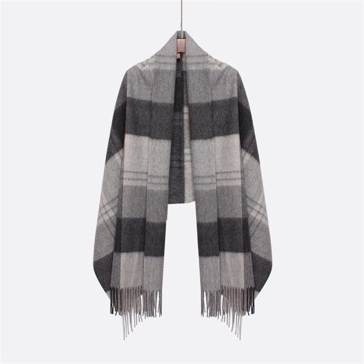 Oversize Checked Plaid Tartan Wool Scarf