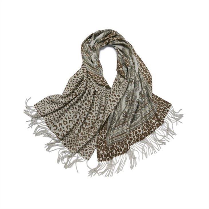 Oversize Paisley & Leopard Print Double Side Scarf