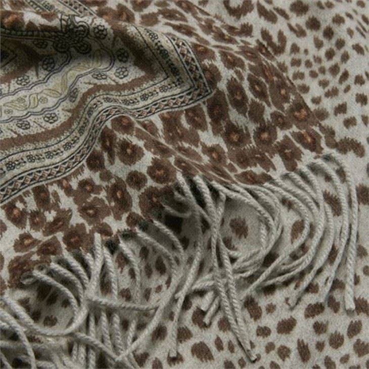Oversize Paisley & Leopard Print Double Side Scarf