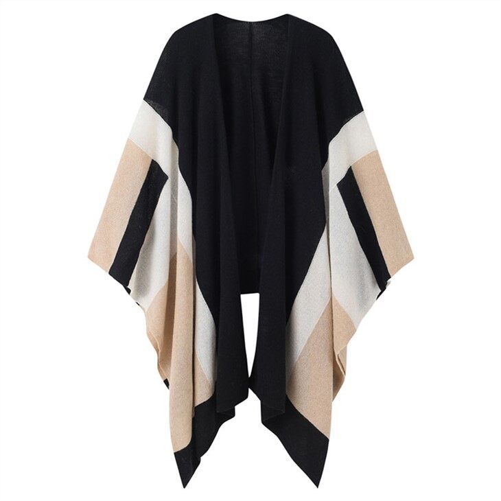 Poncho de cachemir de invierno con bufanda triangular extragrande