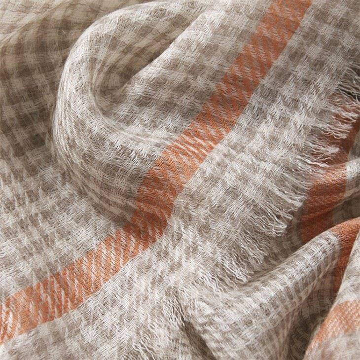 Pastoral Checked Plaid Tartan Worsted Cashmere Scarf