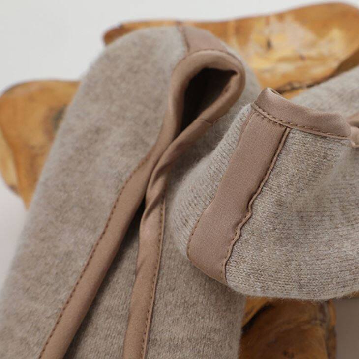 Plain Knitted Cashmere Ribbon Slippers