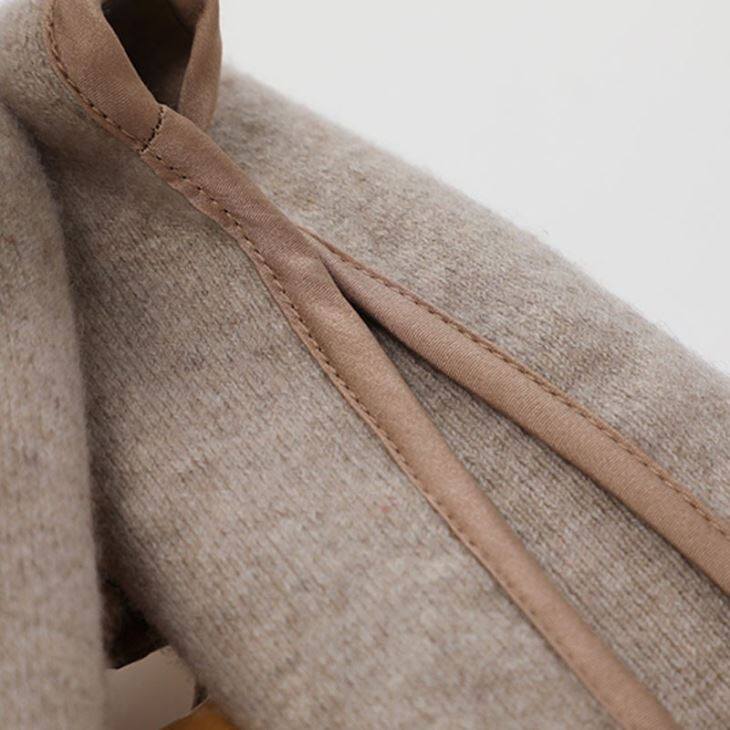 Plain Knitted Cashmere Ribbon Slippers