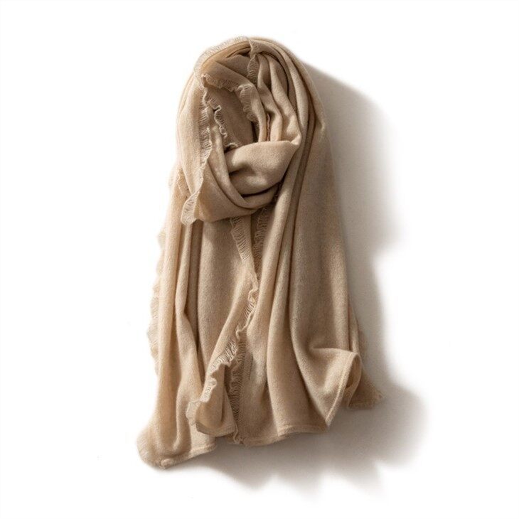 Plain Knitted Hollow Out Lace Cashmere Scarf