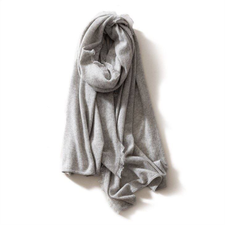 Plain Knitted Hollow Out Lace Cashmere Scarf