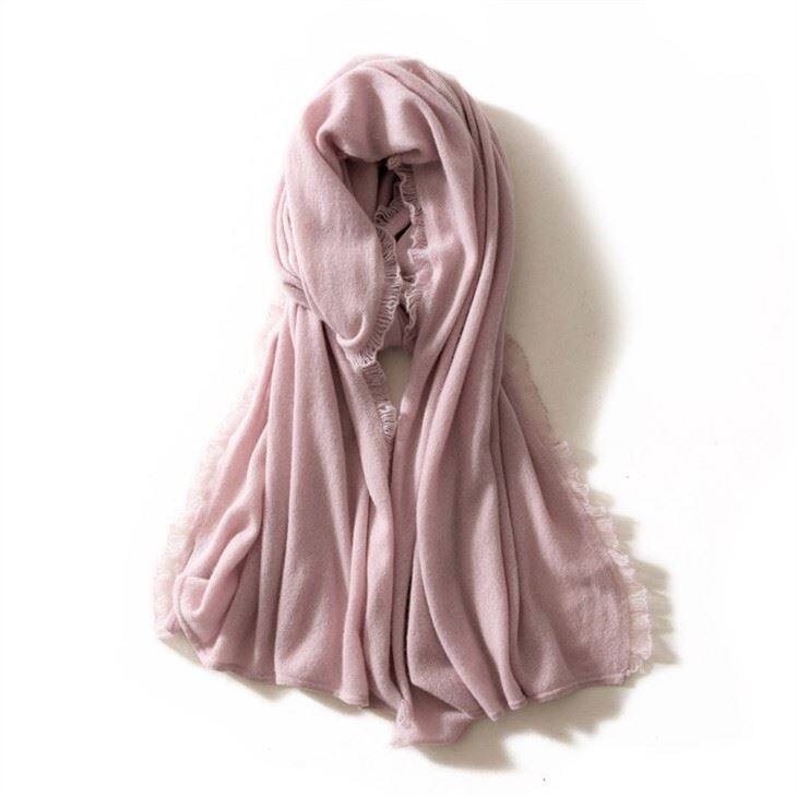 Plain Knitted Hollow Out Lace Cashmere Scarf