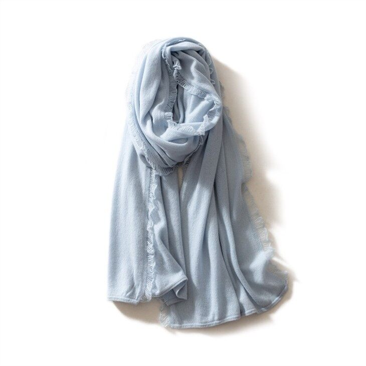 Plain Knitted Hollow Out Lace Cashmere Scarf