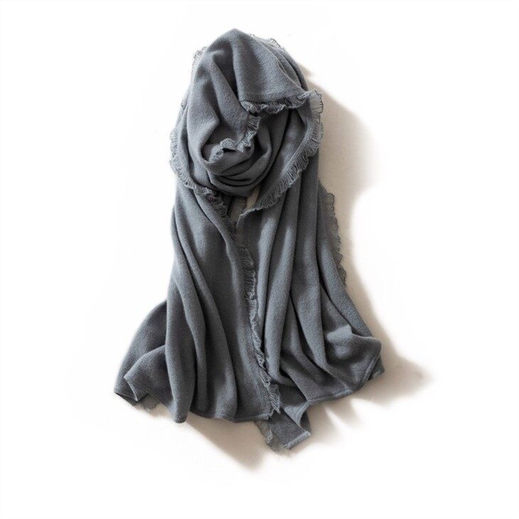 Plain Knitted Hollow Out Lace Cashmere Scarf