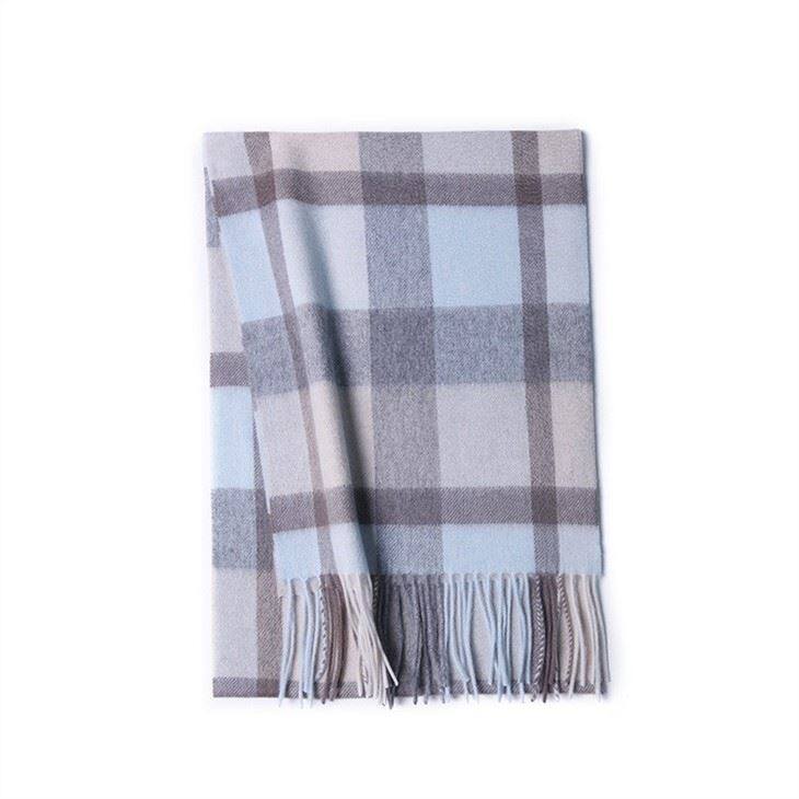 Pure Cashmere Checked Scarf Warm Winter Lady