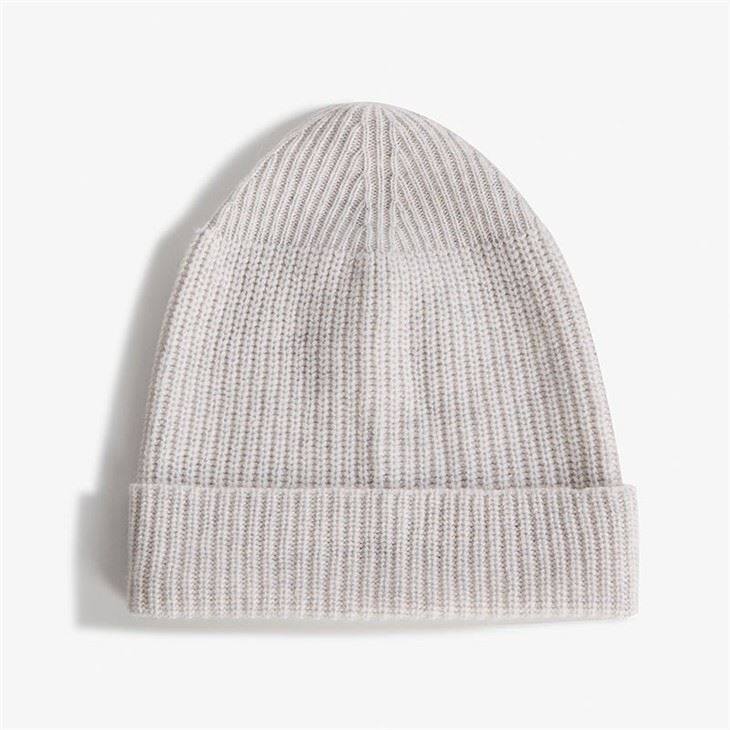 Rib Knitted Women Cashmere Beanie