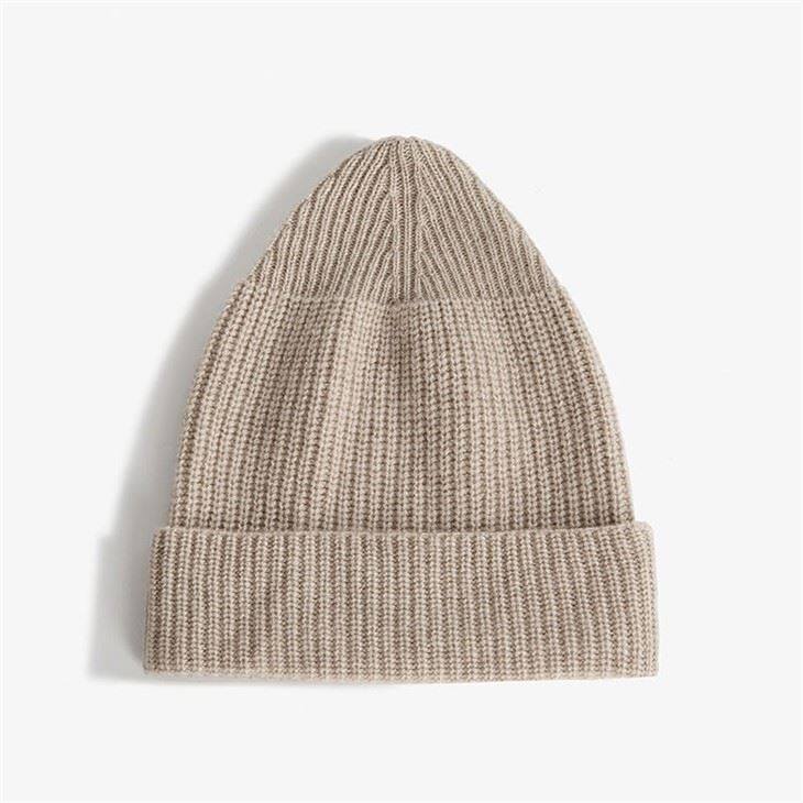 Rib Knitted Women Cashmere Beanie