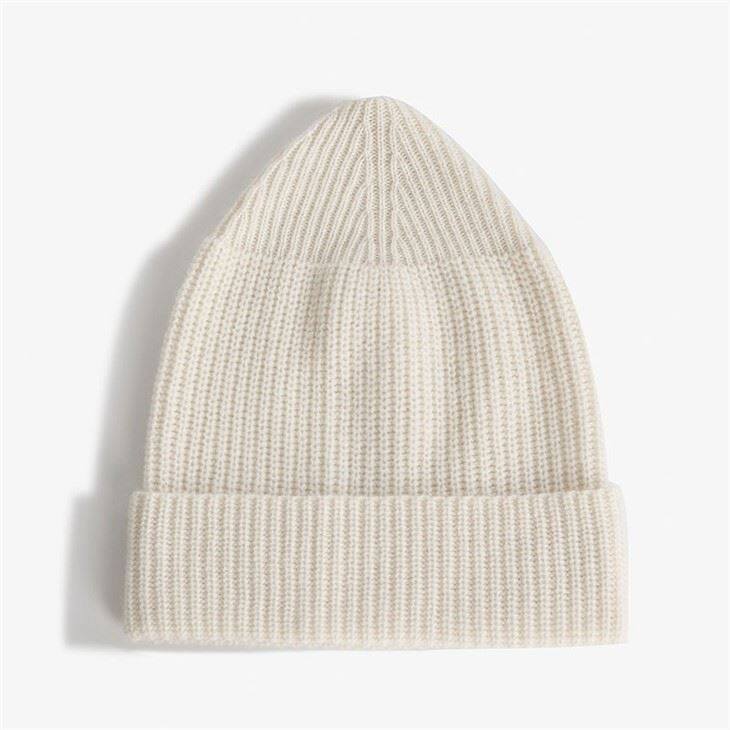 Rib Knitted Women Cashmere Beanie