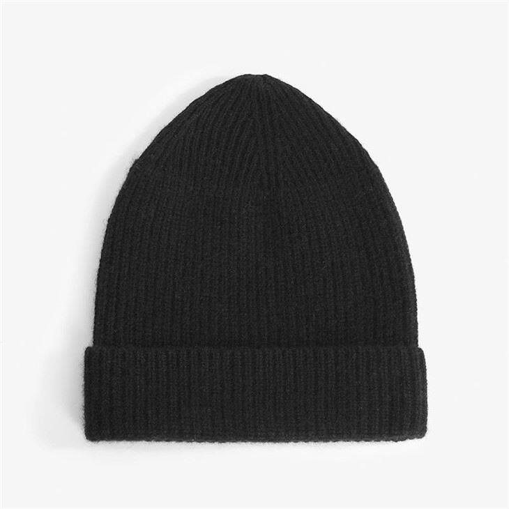 Rib Knitted Women Cashmere Beanie